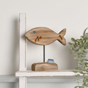 Love Life By The Sea Driftwood & Sea Glass Fish Ornament