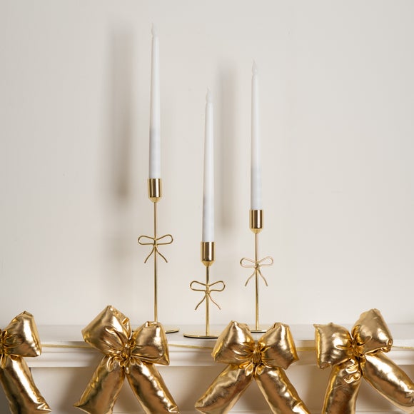 Set of 3 Gold Bow Candle Holders