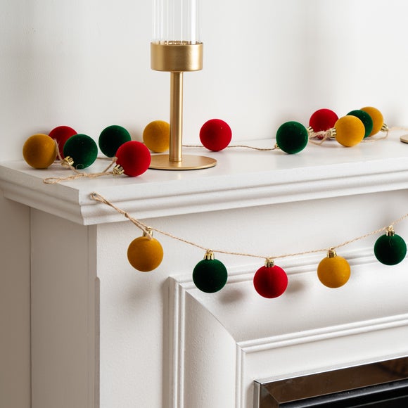 Set of 2 150cm Flocked Bauble Garlands