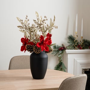 Set Of 2 Artificial Gold And Red Magnolia Branches
