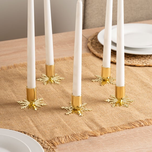 Set of 5 Gold Snowflake Candle Holders