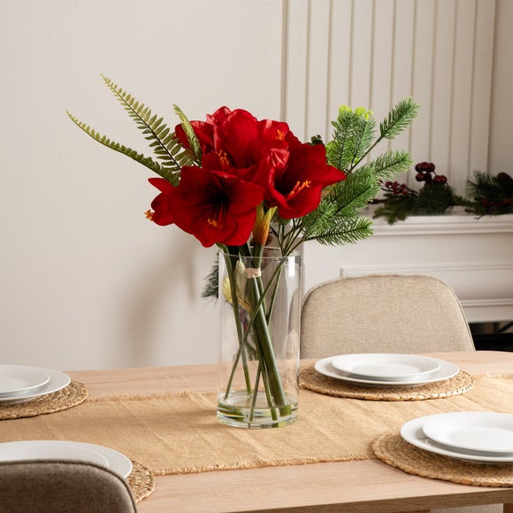 50cm Artificial Amaryllis Floral Arrangement in Vase