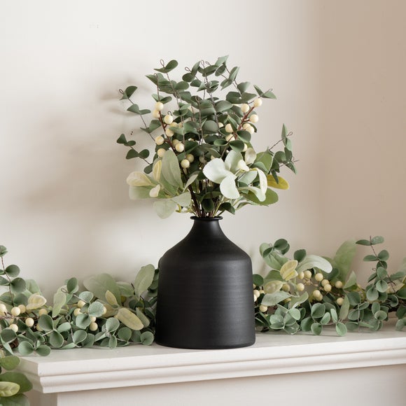 43cm Artificial Eucalyptus Lamb Ears And Berry Floral Bundle