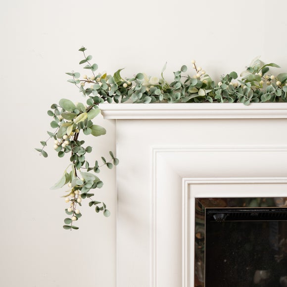 152cm Artificial Eucalyptus Lambs Ear and Berry Garland