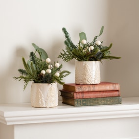 Set of 2 Artificial Potted Floral Arrangements in Vase