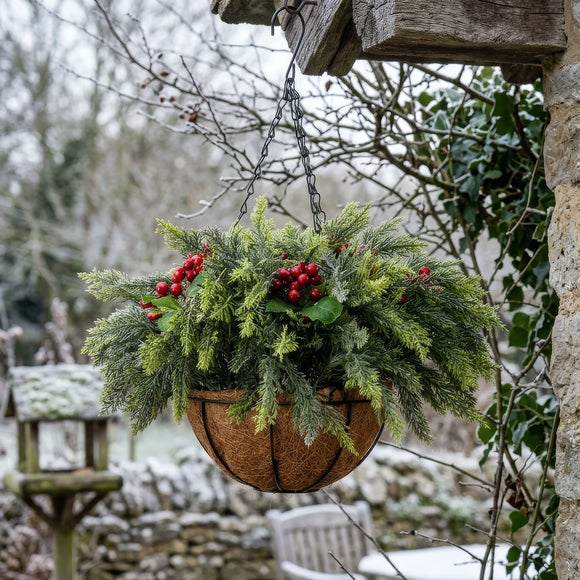 Artificial Christmas Foliage Hanging Basket