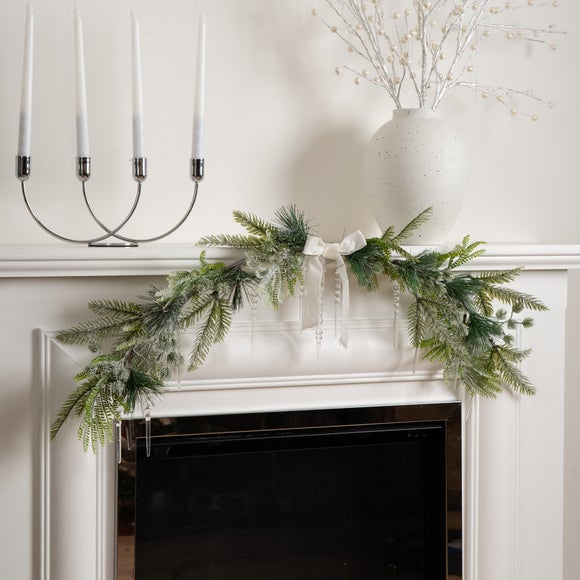 90cm Artificial Frosted Icicle Mantel Swag