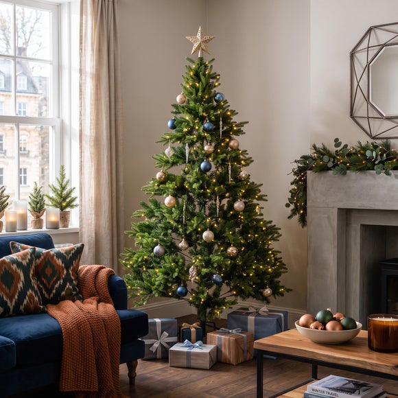 7ft Mixed Tip Pre-lit Realistic Christmas Tree