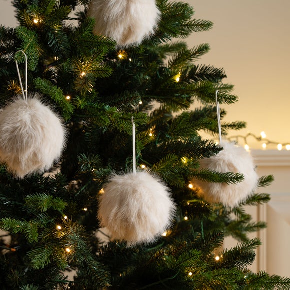 Set of 4 12cm Hanging Fluffy Pom Poms