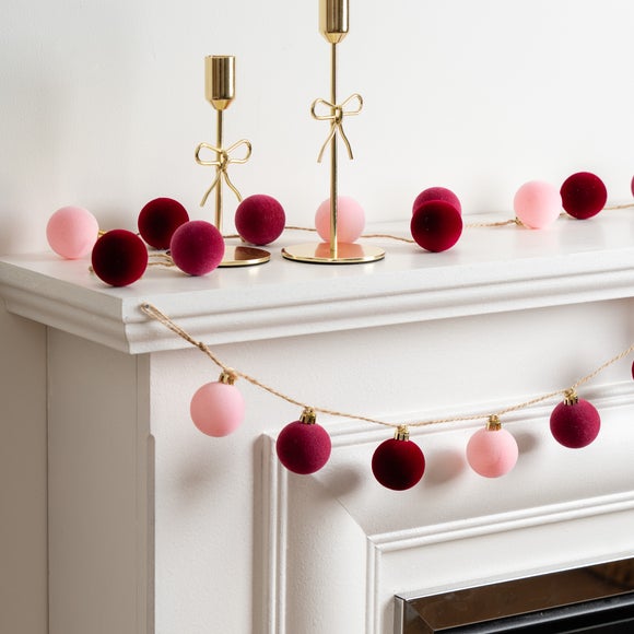 Set of 2 150cm Flocked Bauble Garlands