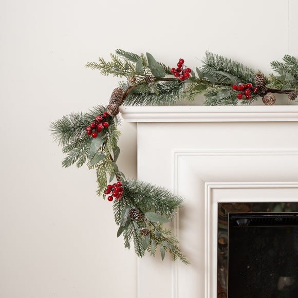 180cm Artificial Frosted Berry and Cone Garland