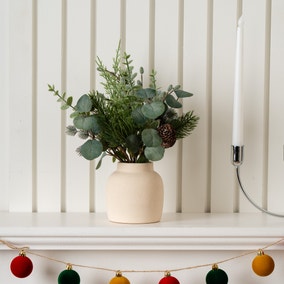 32cm Artificial Winter Pine Floral Arrangement