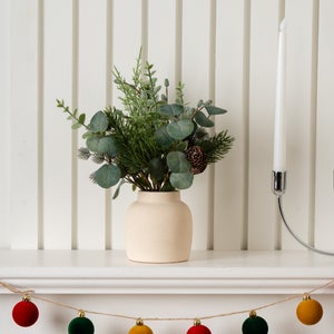 32cm Artificial Winter Pine Floral Arrangement