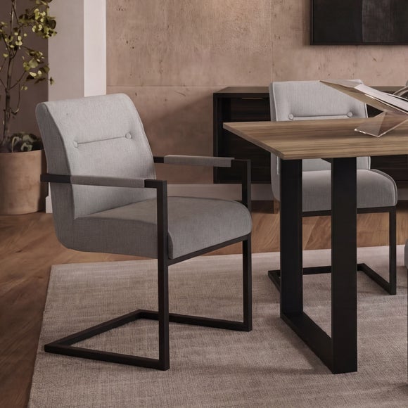 Set of 2 Cleaver Tweed Dining Chairs with Arms