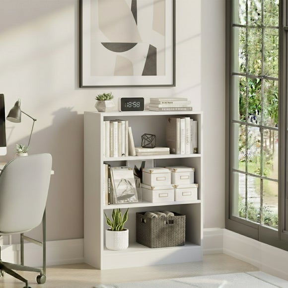 Return - Cambridge 3 Tier Low Bookcase, White