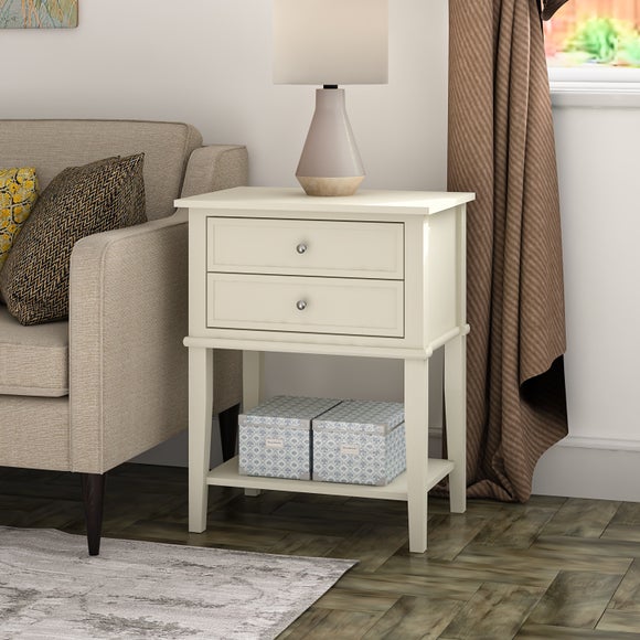View Return - Franklin 2 Drawer Bedside Table- White View Return - Franklin 2 Drawer Bedside Table- White