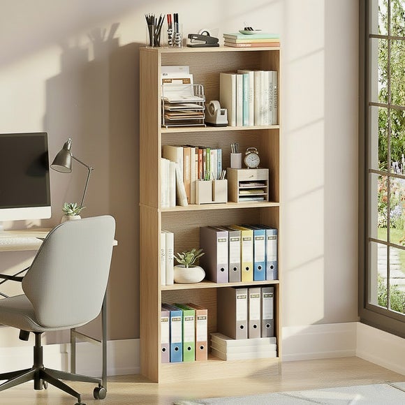 Return - Cambridge 4 Tier Large Bookcase, Light Oak Effect