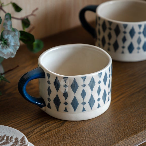 Cedar & Sage Pack of 4 Indira Ikat Printed Mugs