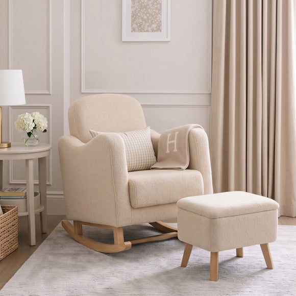 Bebe & Beyond Sherpa Soother Nursing Chair with Storage Stool