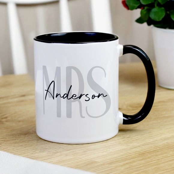 Personalised Mrs Black Handled Mug