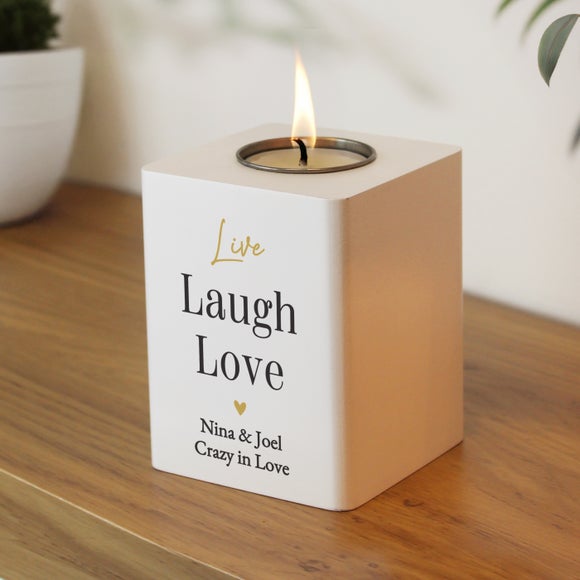 Personalised Happily Ever After Wooden Tealight Holder