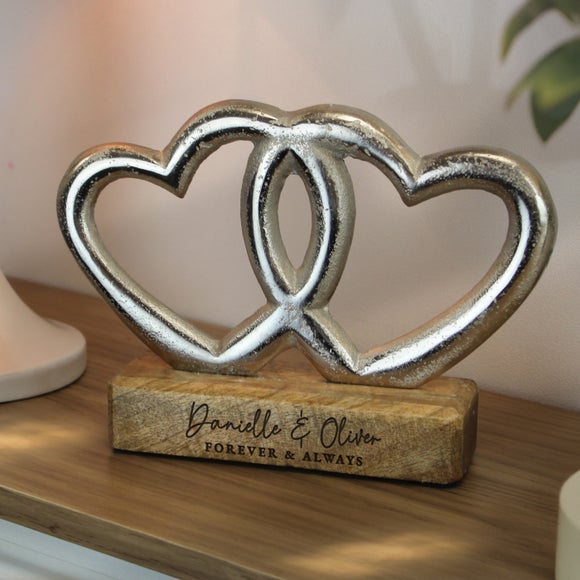 View Personalised Two Lines Double Heart Ornament View Personalised Two Lines Double Heart Ornament