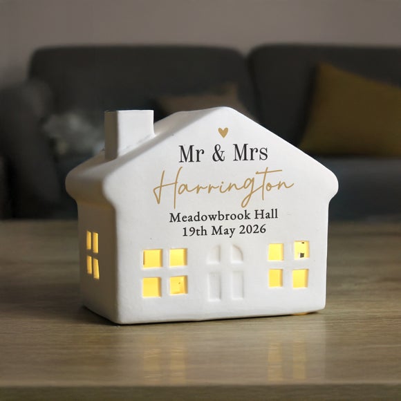 Personalised Mr and Mrs Ceramic LED House Ornament