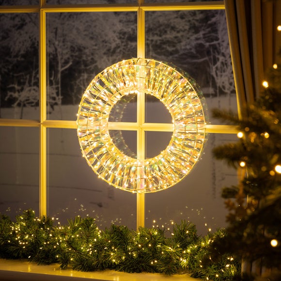 LED Light Up Iridescent Wreath
