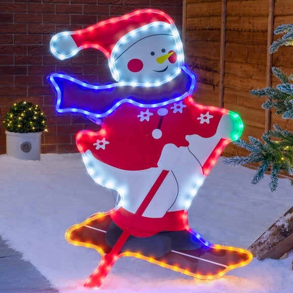 Skiing Snowman LED Rope Light