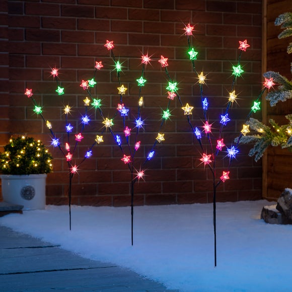 Set of 3 Star Branch LED Path Lights