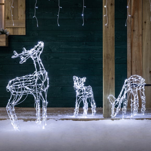 Set of 3 Wire LED Light Up Reindeer Family