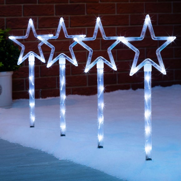 View Set Of 4 Star Led Path Lights View Set Of 4 Star Led Path Lights