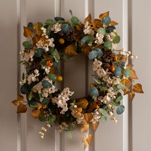 Artificial Hydrangea And Foliage Wreath