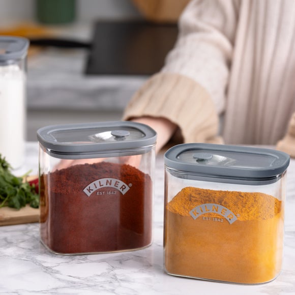 Kilner Fresh Storage Set of 2 Glass Spice Jars