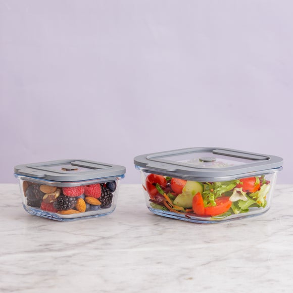 Kilner New Fresh Set of 2 Assorted Size Square Storage Jars