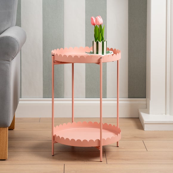 Scalloped 2 Tier Side Table