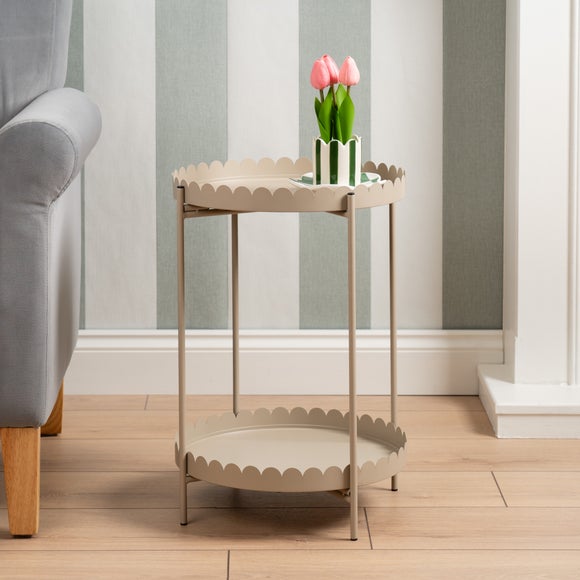 Scalloped 2 Tier Side Table