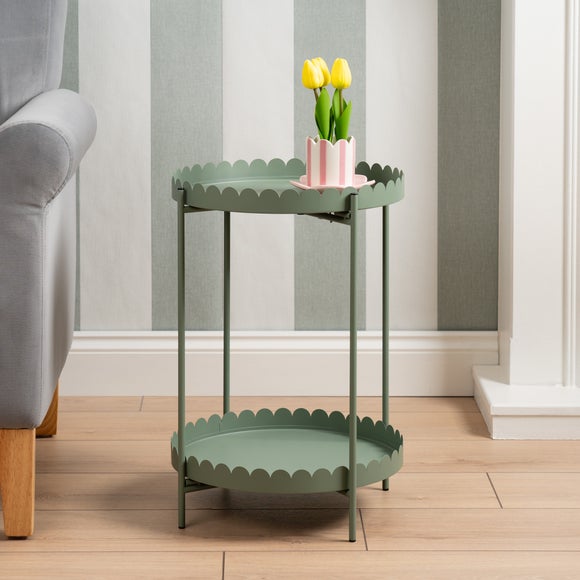 Scalloped 2 Tier Side Table