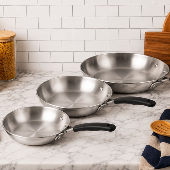 Prestige Set of 3 Made to Last Stainless Steel Frying Pans