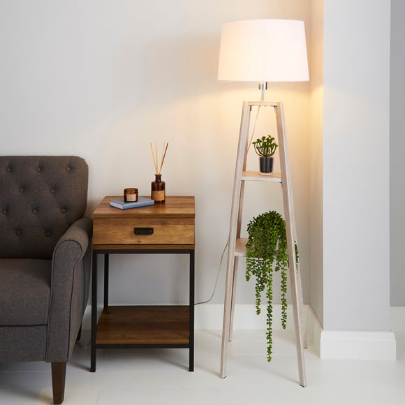 Return - Beaumont Plant Stand Wooden Floor Lamp
