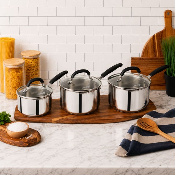 Prestige Set of 3 Made to Last Straining Saucepans