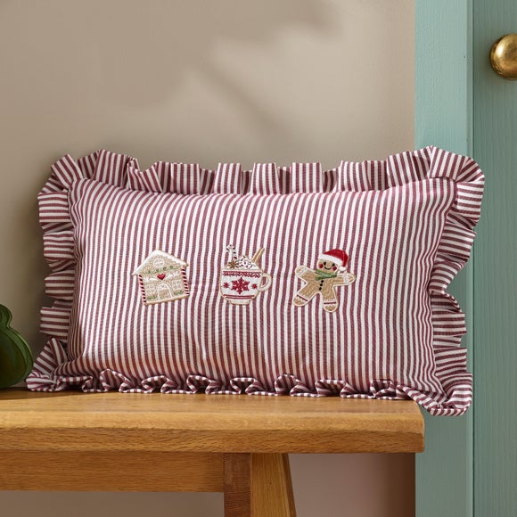 Christmas Gingerbread Stripe Rectangular Cushion
