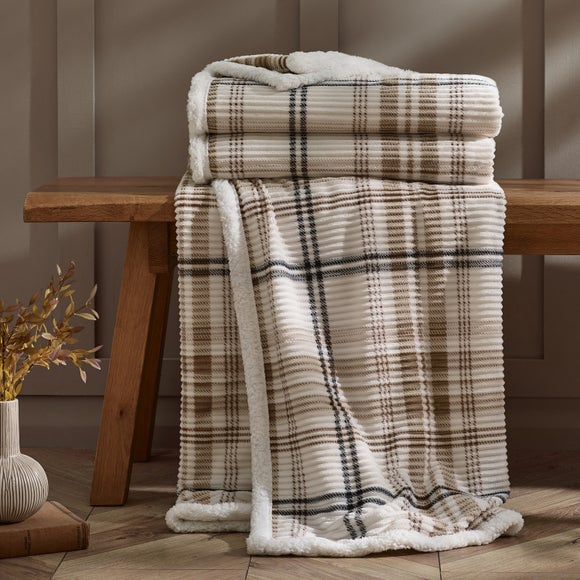 Cosy Ribbed Check Throw Blanket 130cm x 170cm