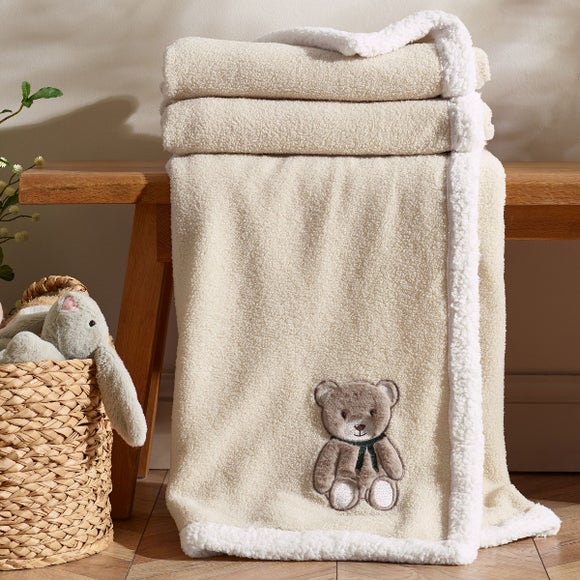 Teddy Bear Sherpa Throw Blanket 130cm x 170cm