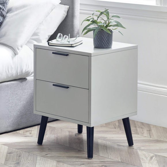 Return - Alba 2 Drawer Bedside Table, Silk Grey