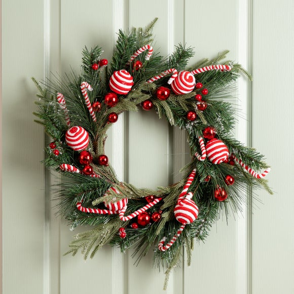 Artificial Candy Cane Wreath