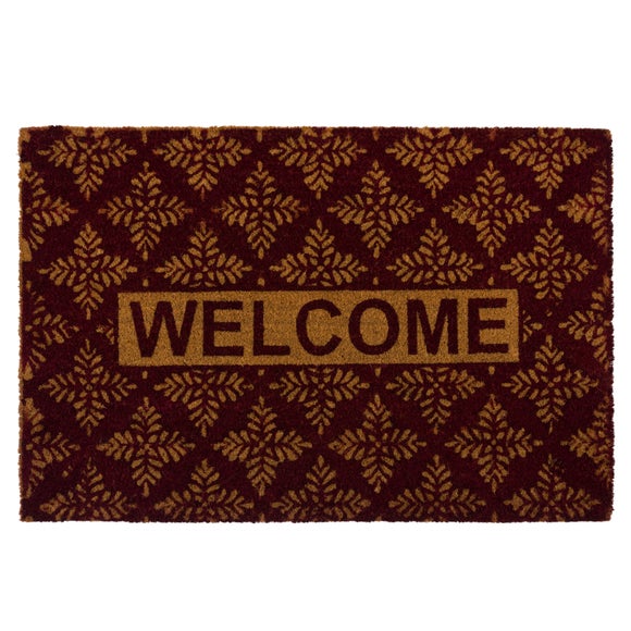 Cedar and Sage Modern Ikat Patterned Welcome Coir Coir Doormat