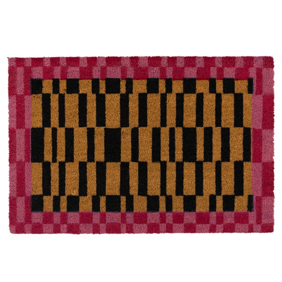 Cedar and Sage Border Two Tone Tile Print Coir Doormat
