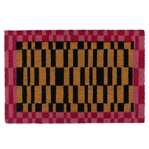 Cedar And Sage Border Two Tone Tile Print Coir Doormat