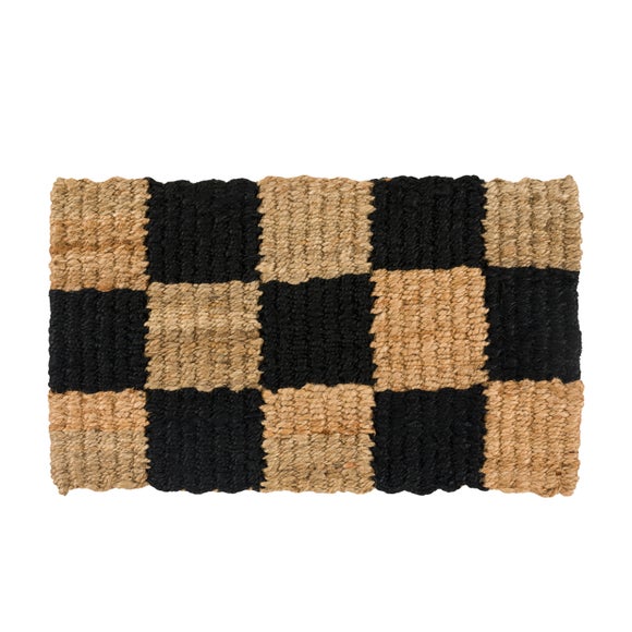 Cedar and Sage Checkerboard Braided Coir Doormat